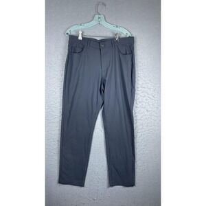 Stretch Chino Pants Mens 36x27 Gray Knit 5-Pocket Casual Golf Travel Performance